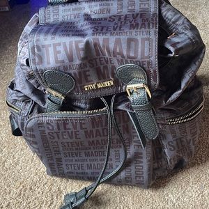 NEVER USED Steve Madden Backpack Black/Grey /w Gold Detail